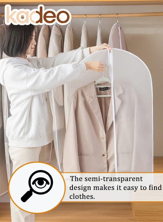 kadeo 5PCS Translucent Garment Bags, Dust-Resistant Clothes Cover Bags with Zipper, Waterproof Clothes Hanging Bags, Closet Storage Organizer, for Long Dresses Skirt Coat Suit Shirt Jacket Robe - Image 3